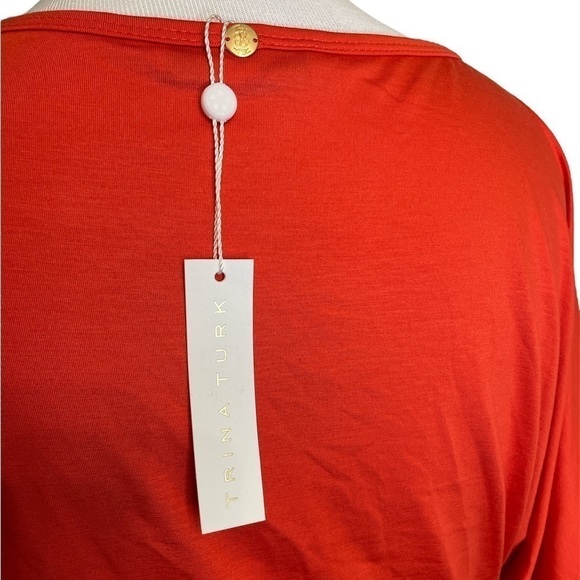 Nwt Trina Turk Bird of Paradise Dress Tiger Lily Orange Fringe Sleeve S - Picture 9 of 10